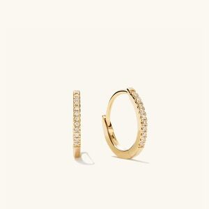 Mejuri 14k yellow gold Pave Diamond Huggie Hoops.